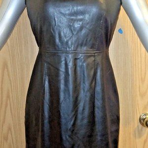 CALVIN KLEIN FAUX LEATHER DRESS W/ CUTOUTS BLACK SIZE 6 SLEEVELESS NATURAL WAIST